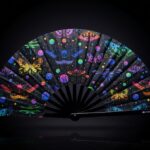 Neon Butterfly Festival Fans, Black, for Raves & Blacklight, View 1