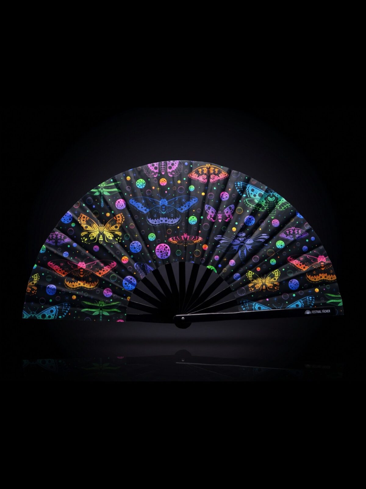 Neon Butterfly Festival Fans, Black, for Raves & Blacklight