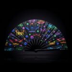 Neon Butterfly Festival Fans, Black, for Raves & Blacklight, View 1