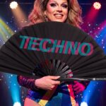 “TECHNO” Festival Fan, Black, Teal-Pink, Techno & Rave, View 5