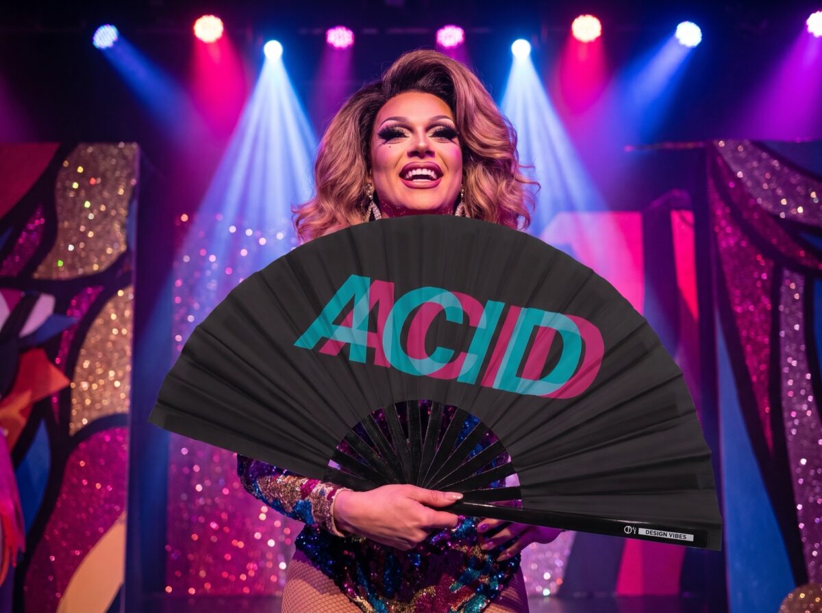 Festival Fan “ACID” Black Teal-Pink – Techno & Rave accessory, View 5