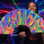 Psychedelic Fire Colorful Festival Fan for Techno & Rave, View 2