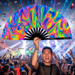 Psychedelic Fire Colorful Festival Fan for Techno & Rave, View 4