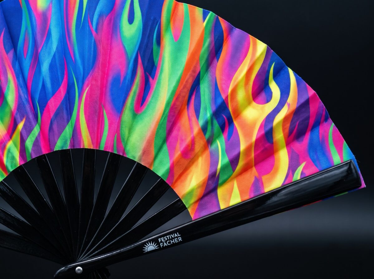 Psychedelic Fire Colorful Festival Fan for Techno & Rave, View 5