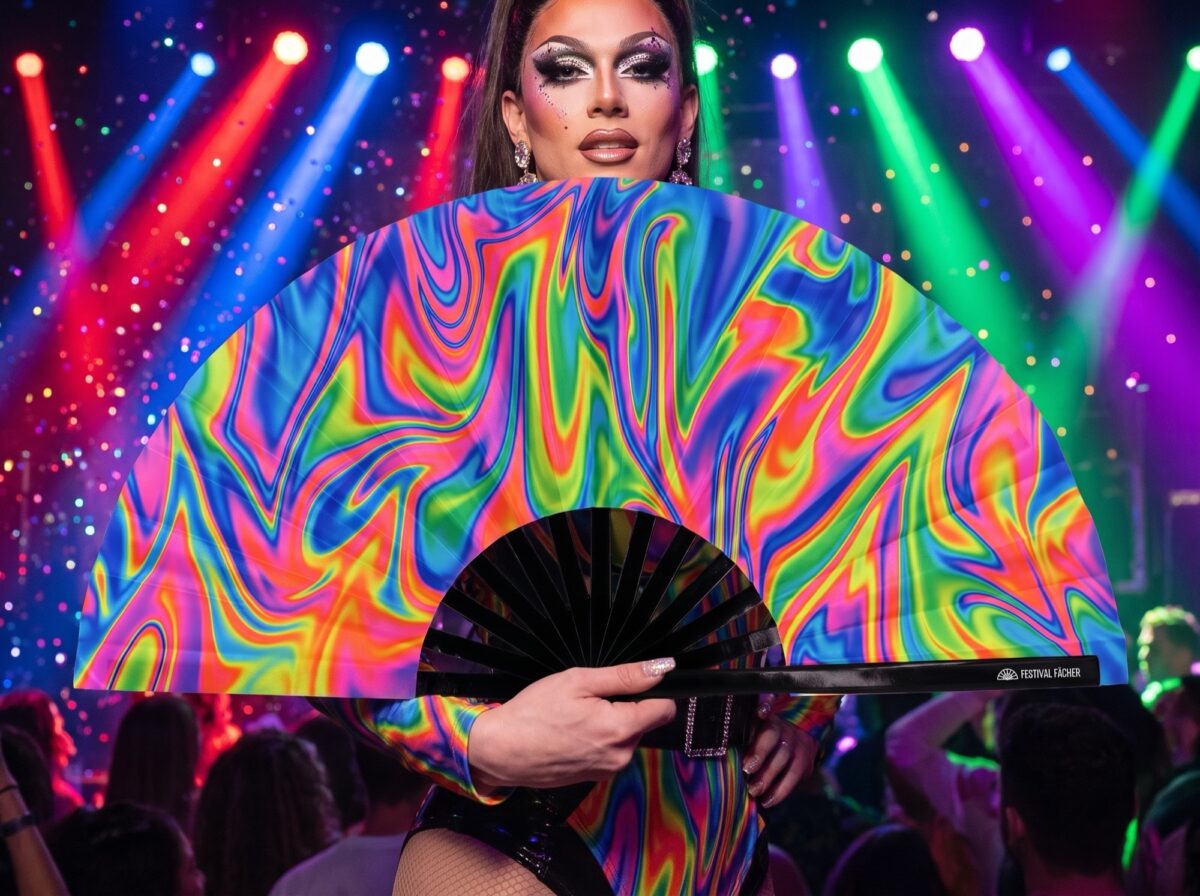 Psychedelic Fire Colorful Festival Fan for Techno & Rave, View 5