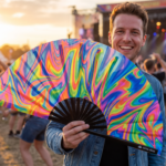 Psychedelic Fire Colorful Festival Fan for Techno & Rave, View 3