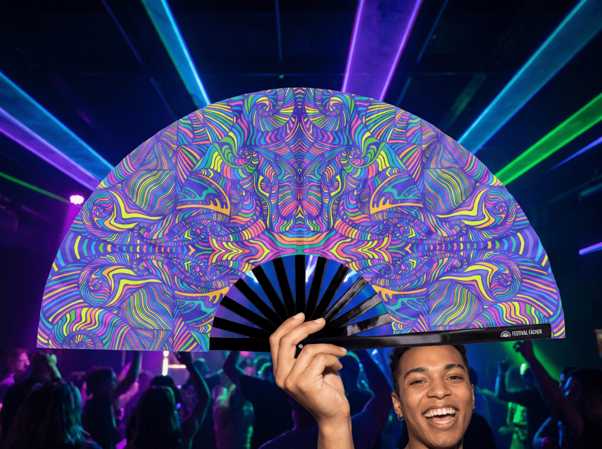 Psychedelic Mandala Purple Festival Fan for Psytrance & Rave, View 2