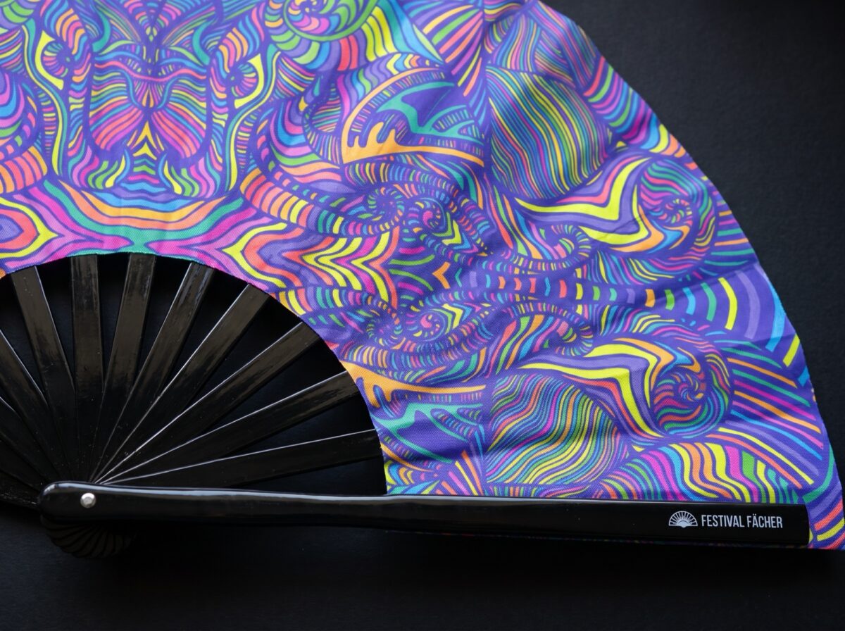 Psychedelic Mandala Purple Festival Fan for Psytrance & Rave, View 5