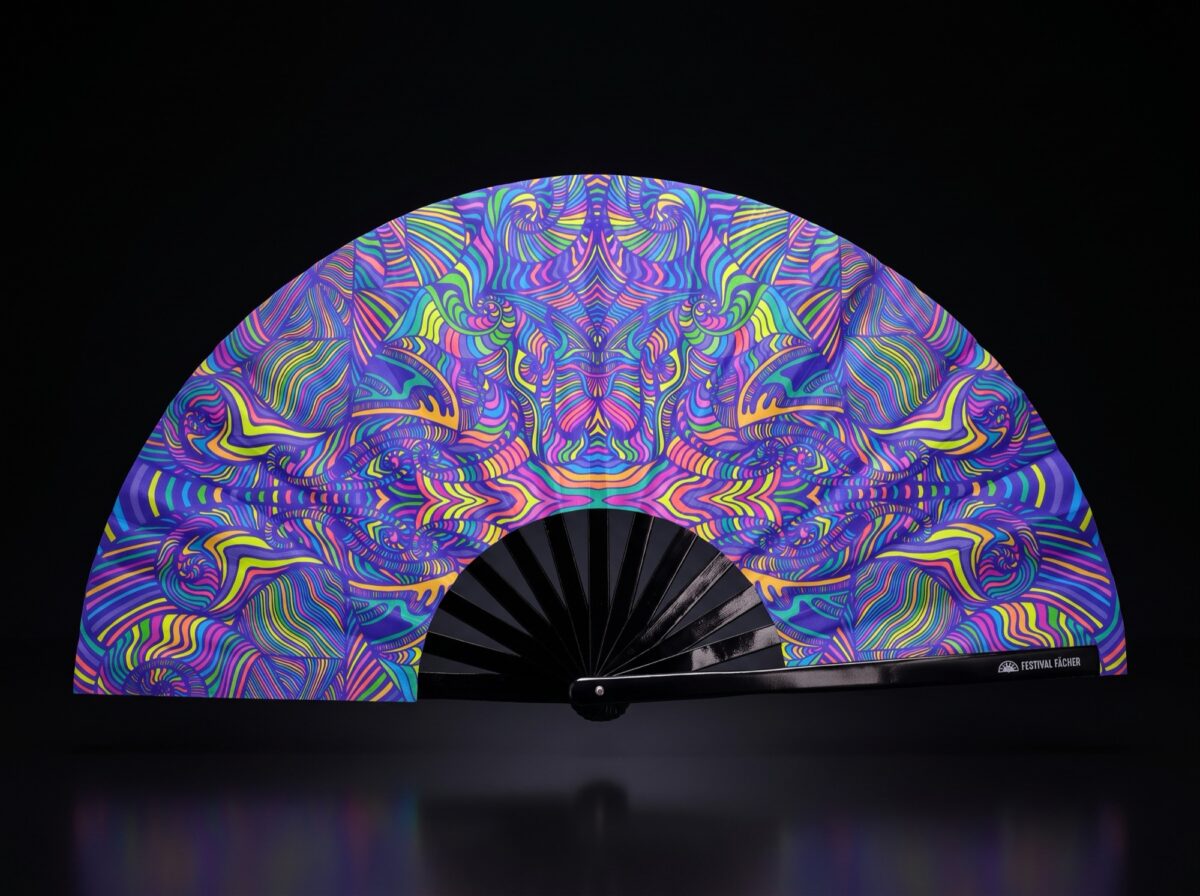 Psychedelic Mandala Purple Festival Fan for Psytrance & Rave