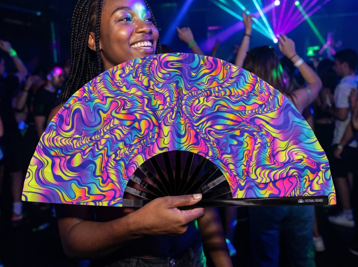 Psychedelic Melt Purple Festival Fan for Goa & Psytrance, View 2