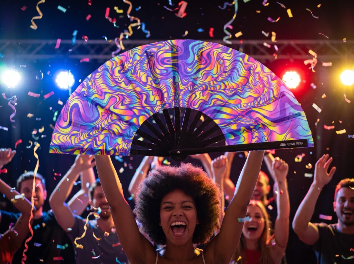 Psychedelic Melt Purple Festival Fan for Goa & Psytrance, View 4
