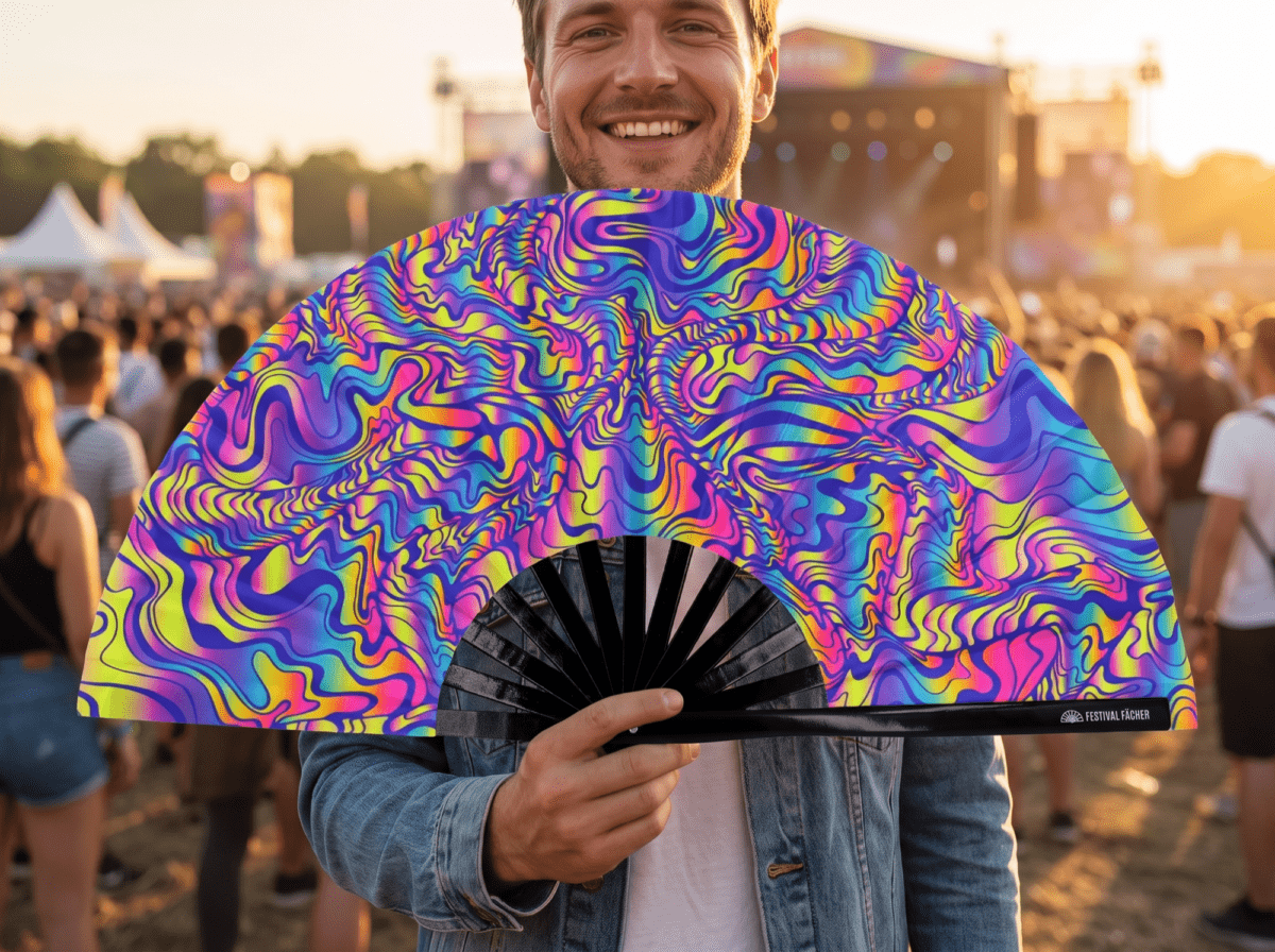 Psychedelic Melt Purple Festival Fan for Goa & Psytrance, View 3