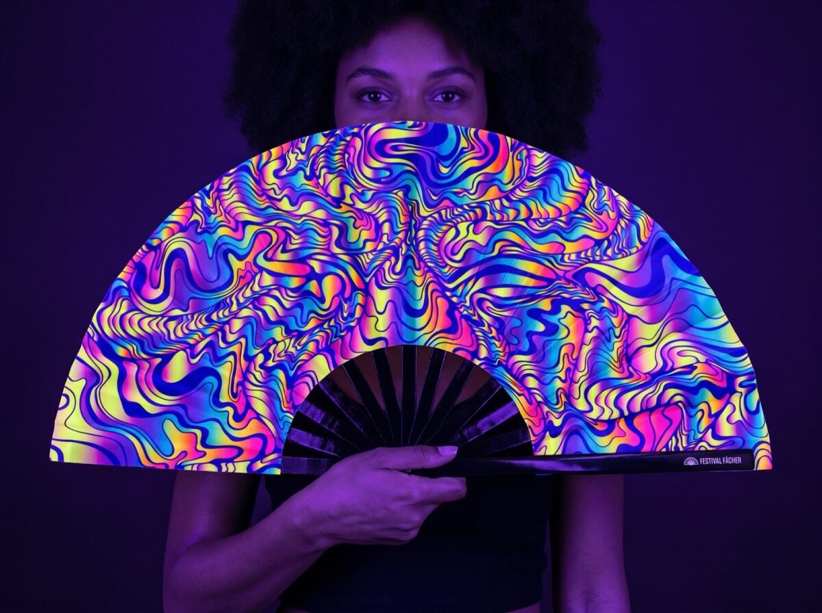 Psychedelic Melt Purple Festival Fan for Goa & Psytrance Rave (UV)