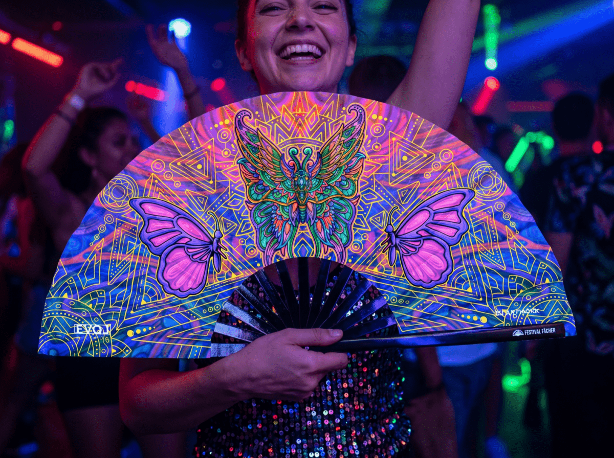 Festival Fan: Butterfly Mandala Purple for Psytrance & Festivals, View 2