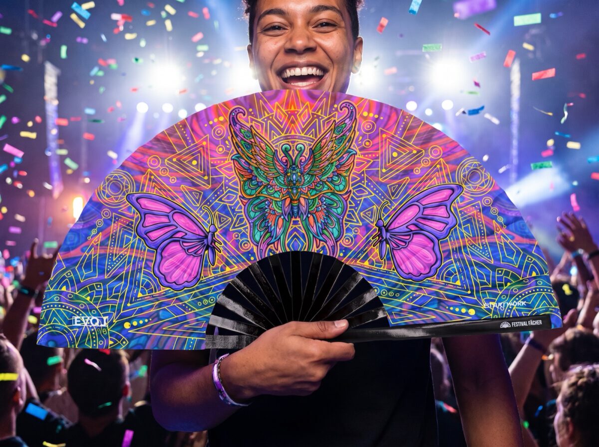 Festival Fan: Butterfly Mandala Purple for Psytrance & Festivals, View 4