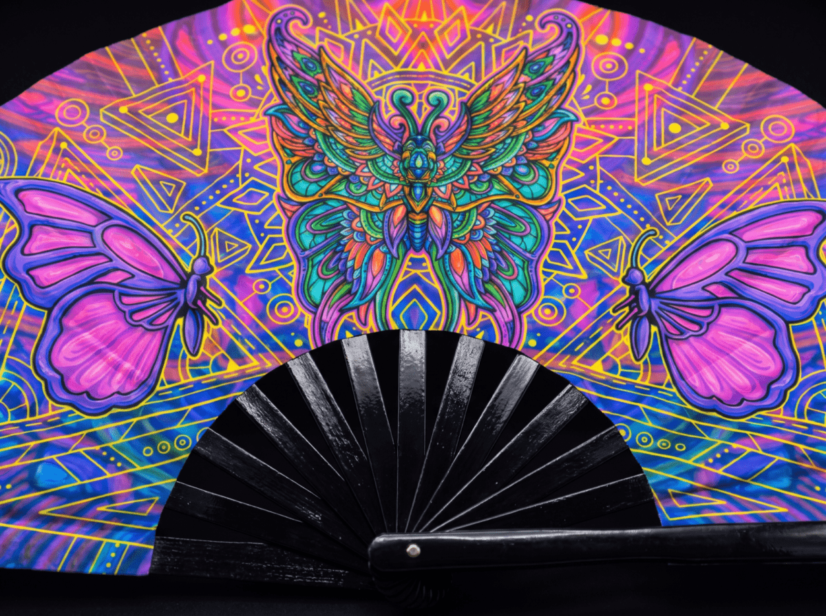 Festival Fan: Butterfly Mandala Purple for Psytrance & Festivals, View 5