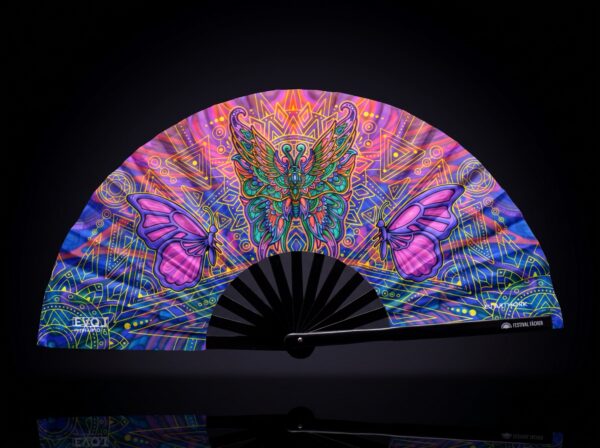 Festival Fan: Butterfly Mandala Purple for Psytrance & Festivals