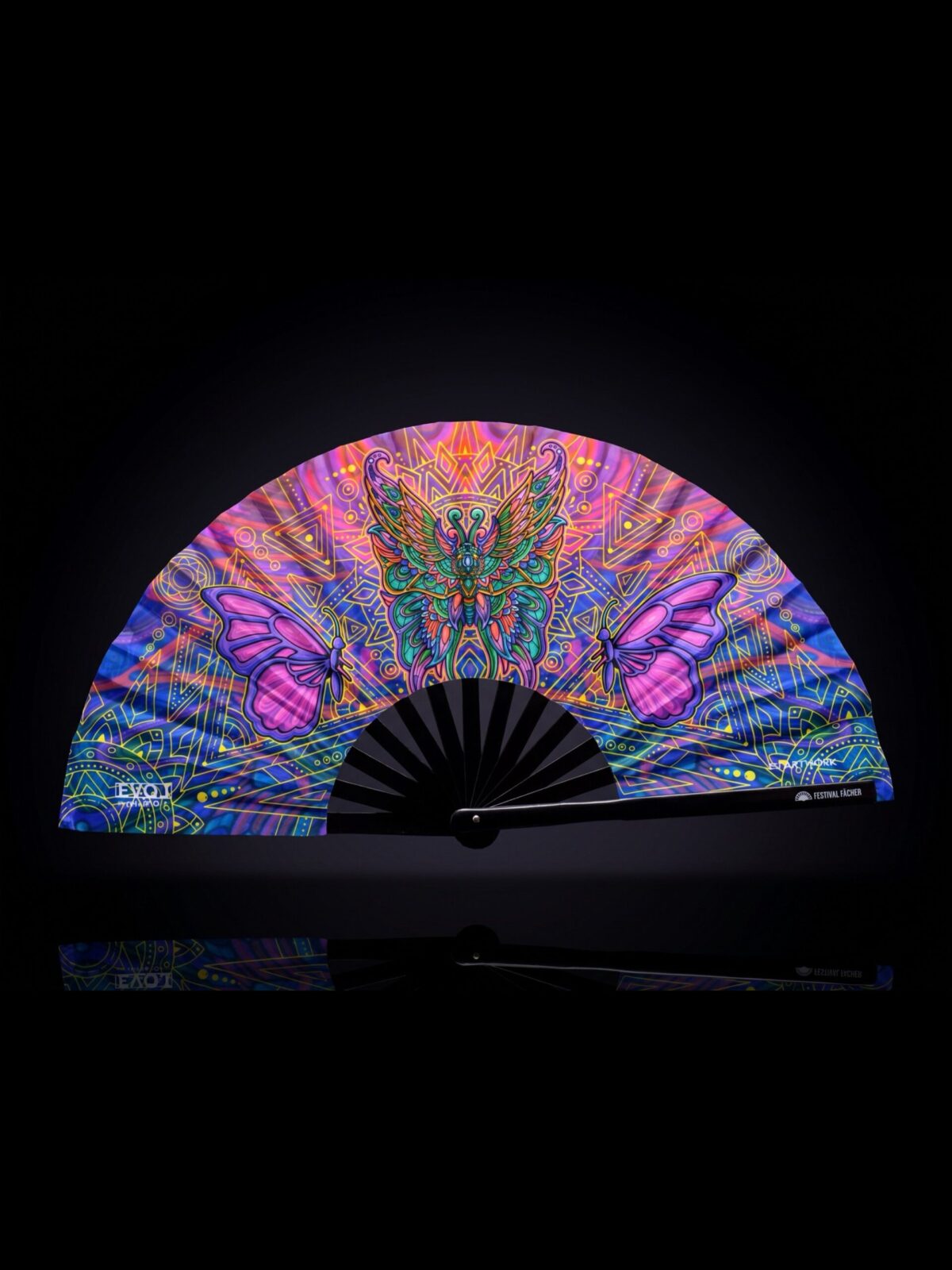 Festival Fan: Butterfly Mandala Purple for Psytrance & Festivals