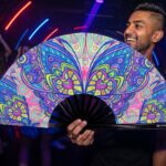 Festival Fan: Butterfly Mandala Turquoise for Psytrance & Rave, View 2