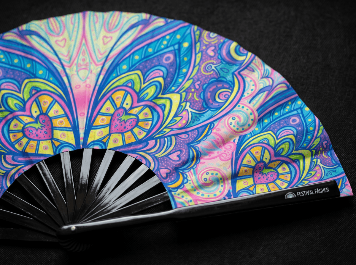 Festival Fan: Butterfly Mandala Turquoise for Psytrance & Rave, View 5