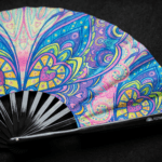 Festival Fan: Butterfly Mandala Turquoise for Psytrance & Rave, View 5
