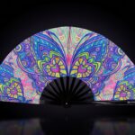 Festival Fan: Butterfly Mandala Turquoise for Psytrance & Rave, View 1