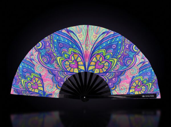 Festival Fan: Butterfly Mandala Turquoise for Psytrance & Rave