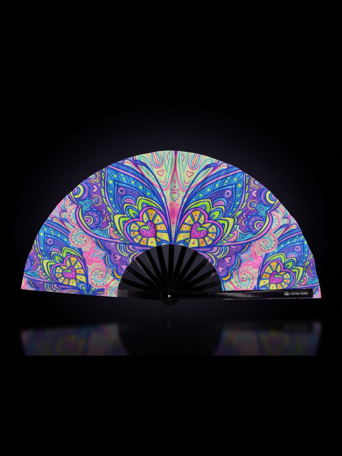 Festival Fan: Butterfly Mandala Turquoise for Psytrance & Rave