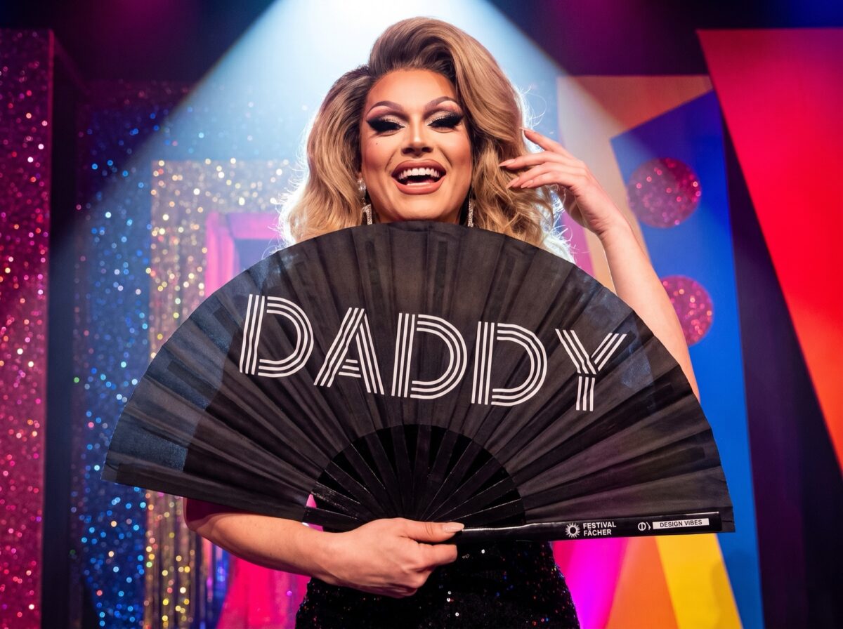 “DADDY” Festival Fan in Black, Rave & Pride Accessory, View 5