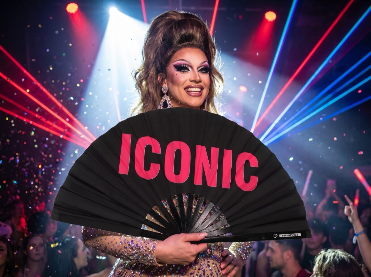 “ICONIC” Festival Fan in Black/Pink, Rave Statement, View 5