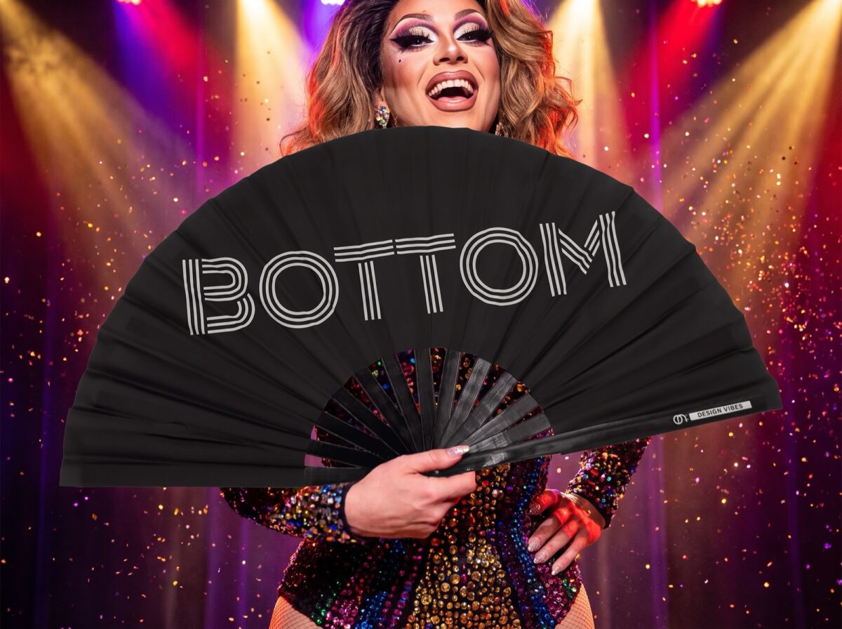 “BOTTOM” Festival Fan in Black, CSD & Rave accessory, View 5