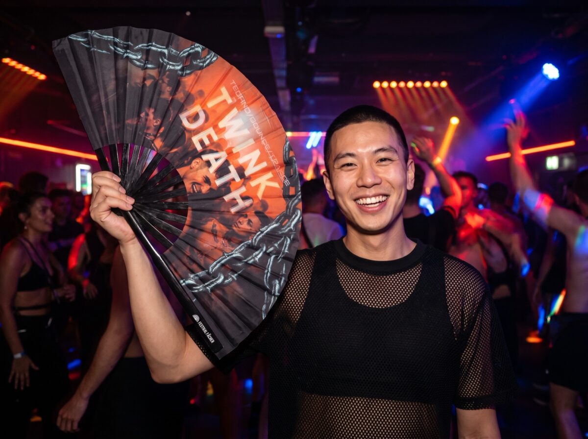 “TWINK DEATH” Black Festival Fan for Techno & Rave, View 2