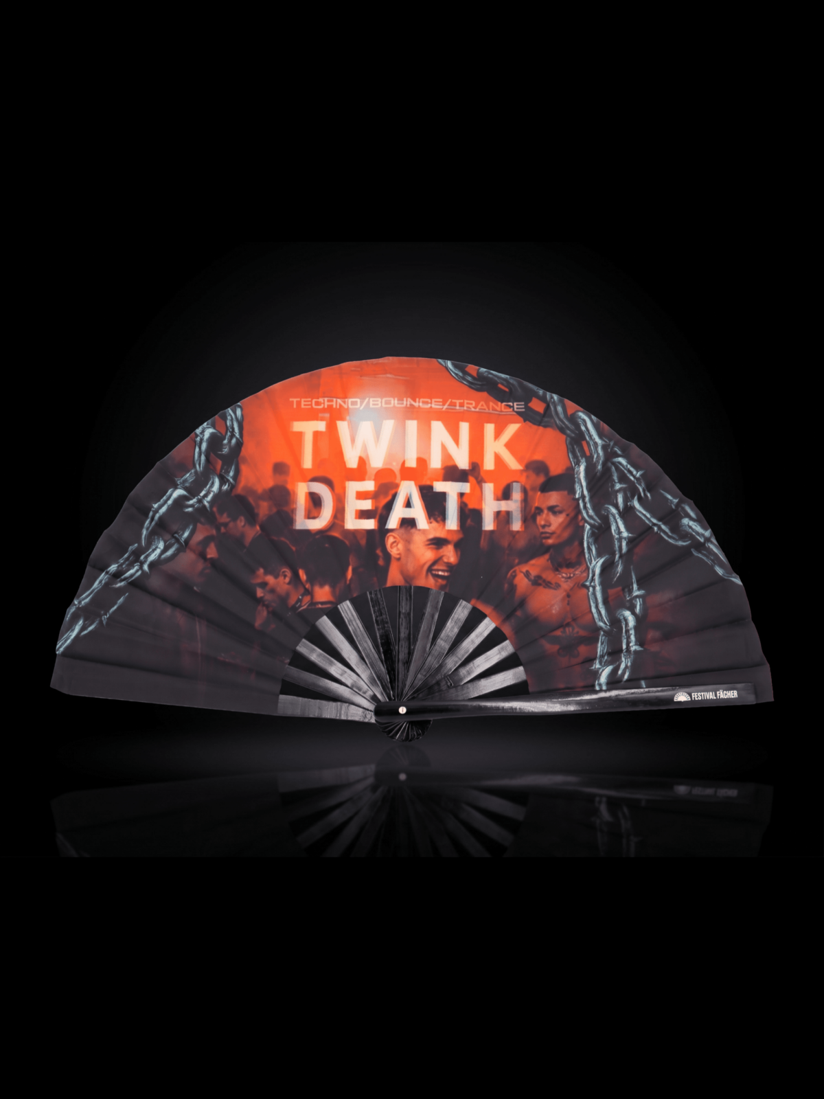 “TWINK DEATH” Black Festival Fan for Techno & Rave