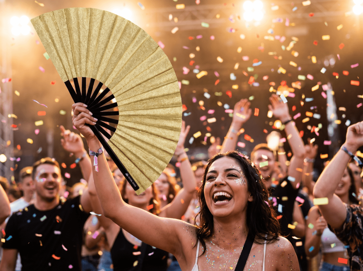 Gold Glitter Festival Fans for Festivals & Parties, View 4