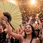 Gold Glitter Festival Fans for Festivals & Parties, View 4