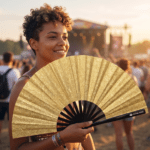 Gold Glitter Festival Fans for Festivals & Parties, View 3
