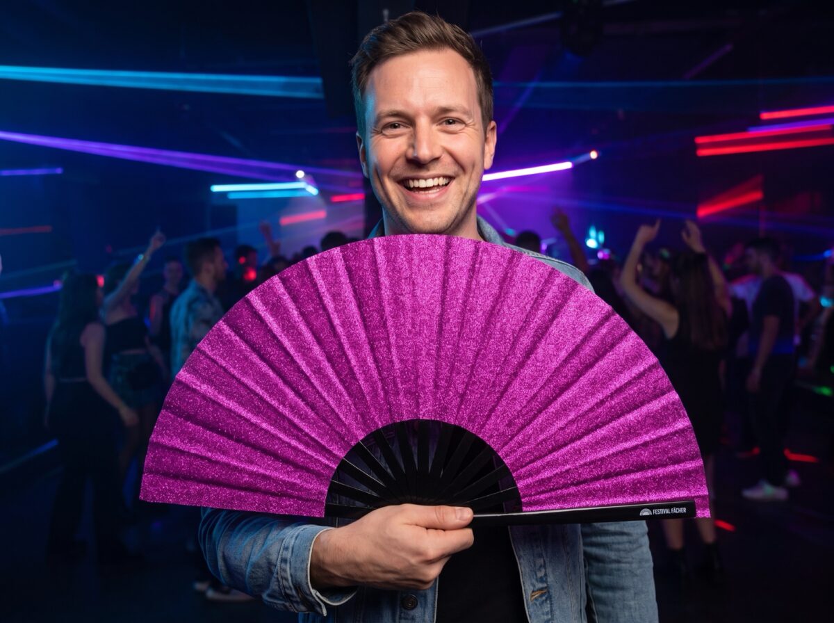 Purple Glitter Festival Fans for Festivals & Parties, View 2