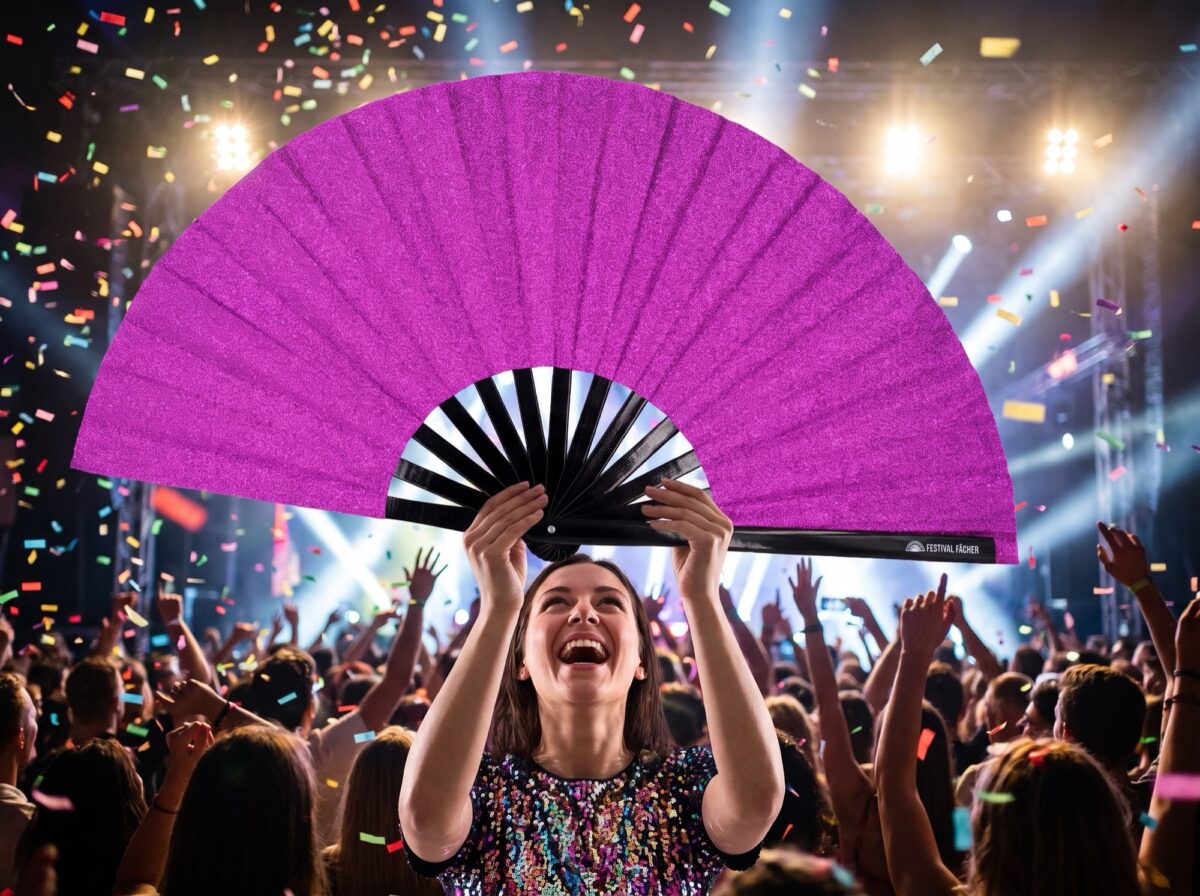 Purple Glitter Festival Fans for Festivals & Parties, View 4