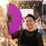 Purple Glitter Festival Fans for Festivals & Parties, View 3