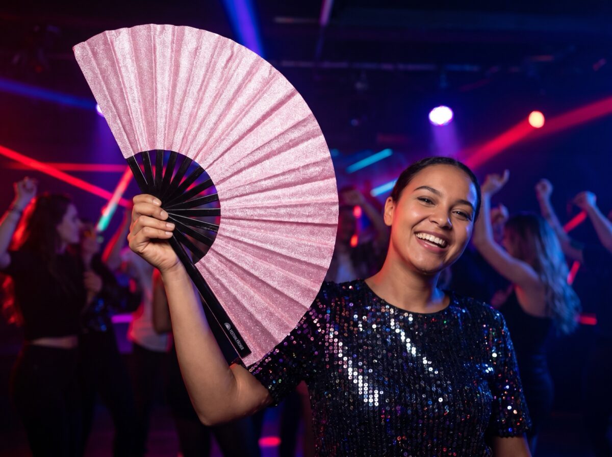 Pink Glitter Festival Fans for Festivals & Parties, View 2