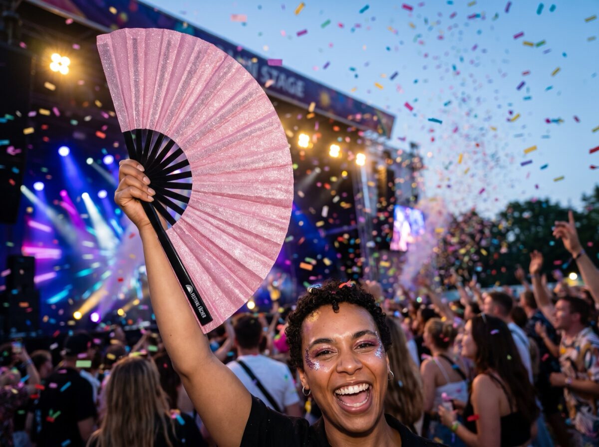 Pink Glitter Festival Fans for Festivals & Parties, View 4
