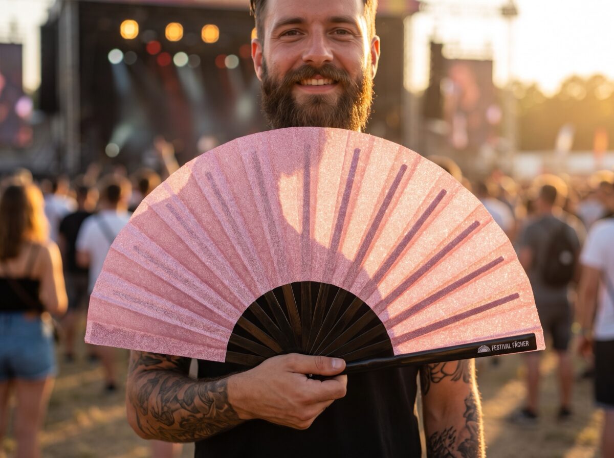 Pink Glitter Festival Fans for Festivals & Parties, View 3