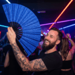 Royal Blue Glitter Festival Fan for Festivals & Parties, View 2