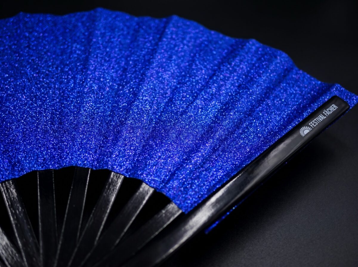 Royal Blue Glitter Festival Fan for Festivals & Parties, View 5