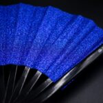 Royal Blue Glitter Festival Fan for Festivals & Parties, View 5