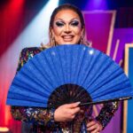 Royal Blue Glitter Festival Fan for Festivals & Parties, View 5