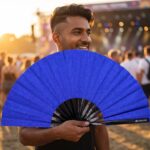 Royal Blue Glitter Festival Fan for Festivals & Parties, View 3