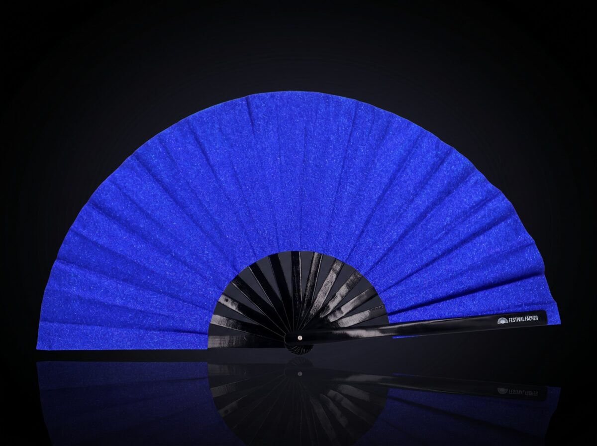 Royal Blue Glitter Festival Fan for Festivals & Parties