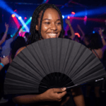 Solid Black Festival Fan for Festivals & Everyday Use, View 2